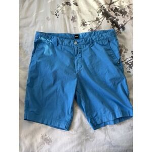Hugo BOSS Slice Slim Fit Shorts Stretch Aqua Blue 34 LG 9" Inseam Summer Golf